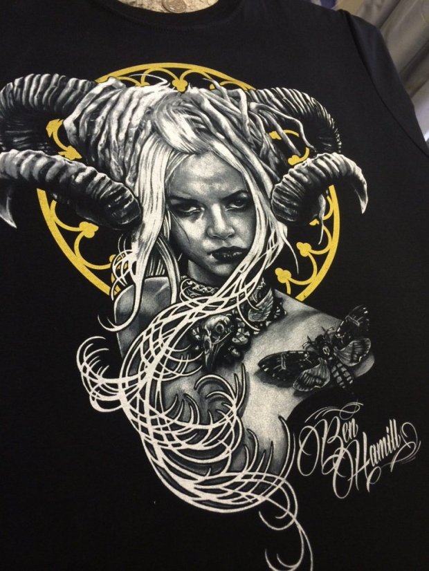 Amazing half tones in these tattoo artworks printed on tshirts by OttohouseUK using PERMASET Supercover Inks 1